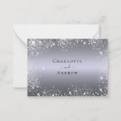 シルバーグリッターエレガントな結婚式RSVPノートカー ノートカード (裏面)