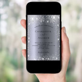 シルバーグリッターエレガントウェディング 招待状