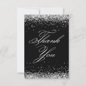 シルバーグリッターエレガントブラック40歳の誕生日 サンキューカード (正面)