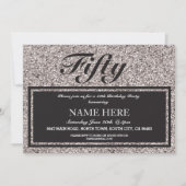 シルバーグリッターエレガント誕生日エイジ招待状 招待状 (正面)