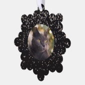 シルバーグリッターオンブラックパーソナライズされたキャット オーナメントカード (左)