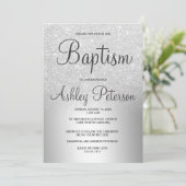 シルバーグリッターオンブルメタリックフォイル洗礼 招待状 (スタンド正面)
