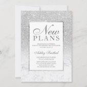 シルバーグリッターオンブレ大理石延期新計画 招待状 (正面)