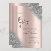 シルバーグリッターオンブレ ローズゴールド ウェディング 招待状 (正面/裏面)