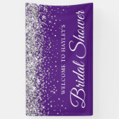 シルバーグリッターオン王室のパープルブライダルシャワー 横断幕 (縦)