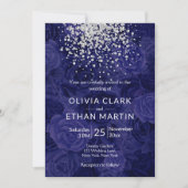 シルバーグリッターオン王室のブルーバラ 招待状 (正面)