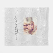 シルバーグリッターカスタムの写真名 フリースブランケット (正面(横))