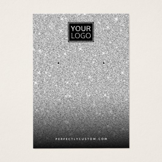 シルバーグリッターカスタムロゴイヤリングディスプレイカード (正面)
