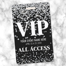 シルバーグリッターカスタムVIPパスイベント バッジ