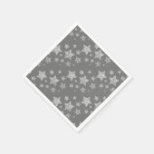 シルバーグリッターキラキラ星模様ライトグレー スタンダードカクテルナプキン (角)
