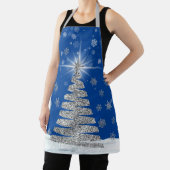 シルバーグリッタークリスマスツリーオンブルー エプロン (インサイチュ)