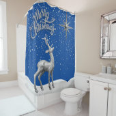 シルバーグリッタークリスマストインデナーとシルバースター シャワーカーテン (インサイチュ)