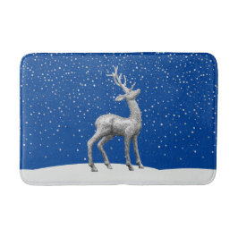 シルバーグリッタークリスマストナカイin雪 バスマット