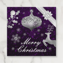 シルバーグリッタークリスマスバウブルとリボン