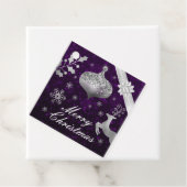 シルバーグリッタークリスマスバウブルとリボン フェイバータグ (インサイチュ)