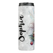 シルバーグリッタークリスマスフェアリー名前をカスタムする タンブラー (裏面)