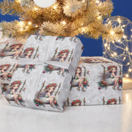 シルバーグリッタークリスマスフェアリー ラッピングペーパー