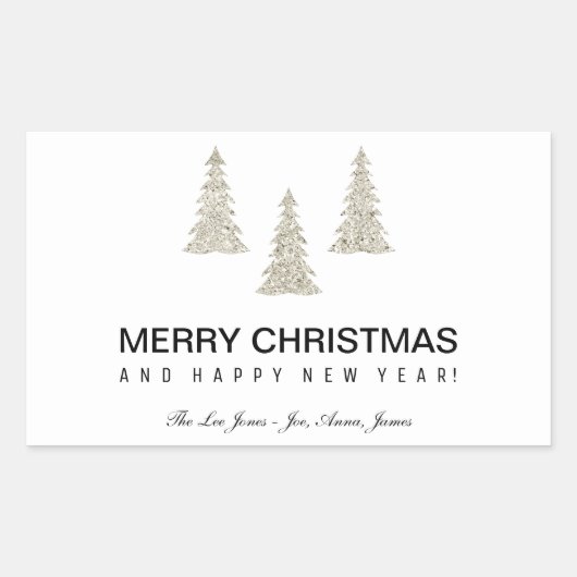 シルバーグリッタークリスマス 長方形シール (正面)