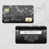 シルバーグリッタークレジットカードスタイル モダン 名刺 (正面/裏面)