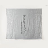 シルバーグリッターググラデーションレー結婚の背景 タペストリー (正面(横))