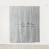 シルバーグリッターググラデーションレー結婚の背景 タペストリー (正面)