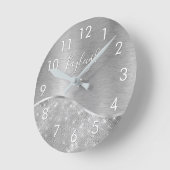 シルバーグリッターグラきらきら光るムメタパーソナライズされたリック ラウンド壁時計 (傾斜)