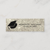 シルバーグリッターグラッドキャップ卒業インサート スキニー名刺 (正面)