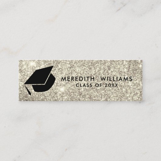 シルバーグリッターグラッドキャップ卒業インサート スキニー名刺 (正面)