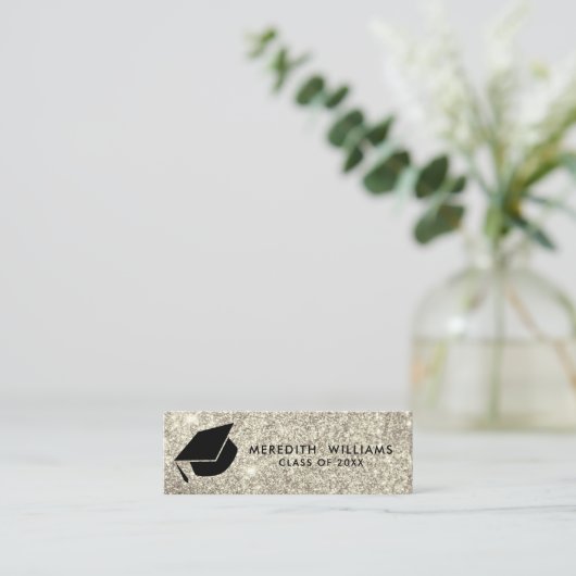 シルバーグリッターグラッドキャップ卒業インサート スキニー名刺 (スタンド正面)