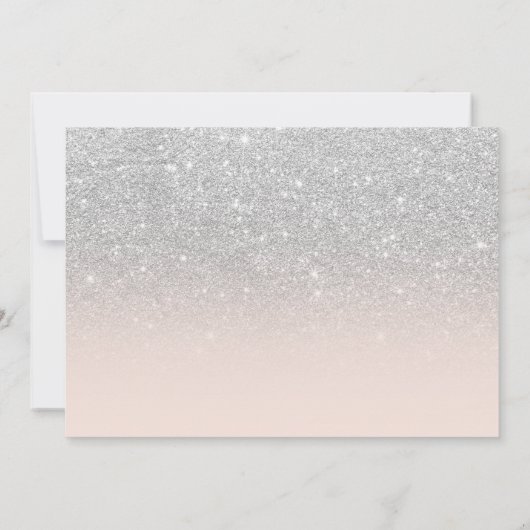 シルバーグリッターグラデーションピンクの最初の聖体写真 招待状 (裏面)
