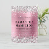 シルバーグリッターグラデーションピンクフォイル卒業 案内状 (スタンド正面)