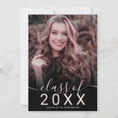 シルバーグリッターグラデーションピンク5枚の写真の卒業 招待状 (正面)