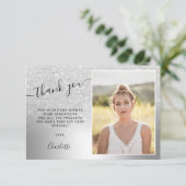 シルバーグリッターグラデーションメタリック3枚Sweet 16 サンキューカード (スタンド正面)