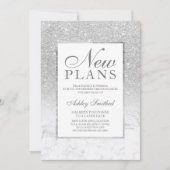 シルバーグリッターグラデーション大理石の新計画延期 招待状 (正面)