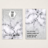 シルバーグリッターグラデーション大理石ロゴネックレスディスプレイ (正面&裏面)