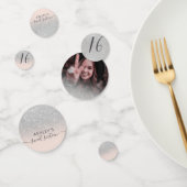 シルバーグリッターグラデーション赤面ピンク写真Sweet 16 コンフェッティ (グループ)