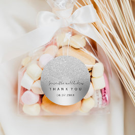 シルバーグリッターグラデーション金属箔ありがとう ラウンドシール