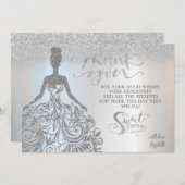 シルバーグリッターグラデーション《写真》ぼけ味、ドレススウィート17人 サンキューカード (正面/裏面)