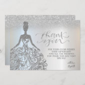 シルバーグリッターグラデーション《写真》ぼけ味、ドレス サンキューカード (正面/裏面)