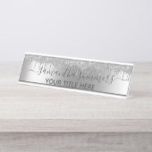 シルバーグリッターグラムドリップス手書き書道 デスクネームプレート (正面)
