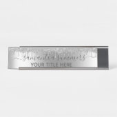 シルバーグリッターグラムドリップス手書き書道 デスクネームプレート (正面)