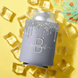 シルバーグリッターグラム輝くパーティー名 缶クーラー