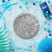 シルバーグリッターグラム ペーパープレート (パーティー)