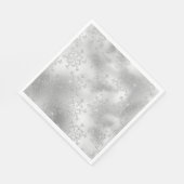 シルバーグリッターグリッツィースノーフレーク スタンダードランチョンナプキン (角)