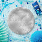 シルバーグリッターグリッツィースノーフレーク ペーパープレート (パーティー)