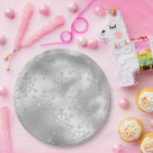 シルバーグリッターグリッツィースノーフレーク ペーパープレート (パーティー)