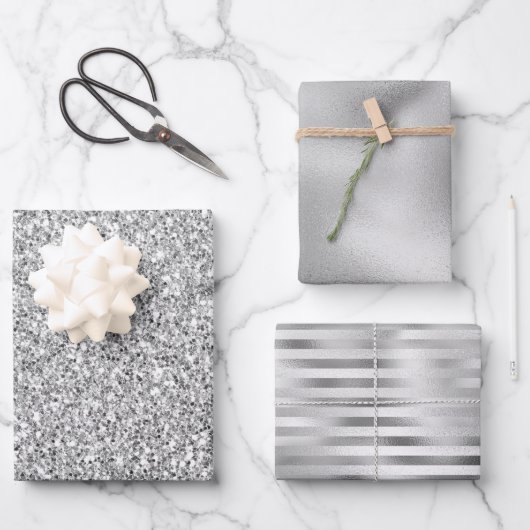 シルバーグリッターグリッツ ラッピングペーパーシート (正面)