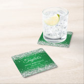 シルバーグリッターグリーン40歳の誕生日 スクエアペーパーコースター (インサイチュ)