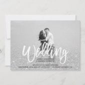 シルバーグリッターグレーシック結婚写真 招待状