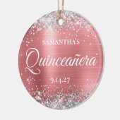 シルバーグリッターコーラルグラムキンセアニラ写真 セラミックオーナメント (左)